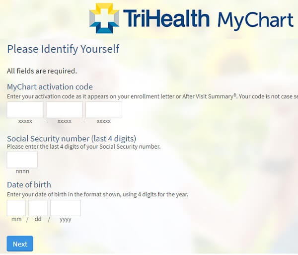 Trihealth Mychart activation form